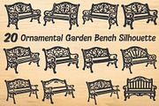 Ornamental Garden Bench Silhouette, an Object Graphic by hafijul (Thumbnail 1 of 4)