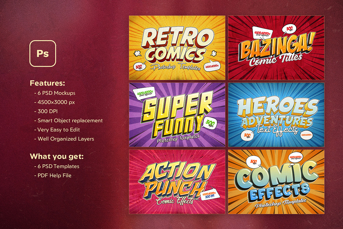 Retro Comics Text Effects, a Layer Style Add-On by Andrew Skoch Design (Photo 2 of 8)