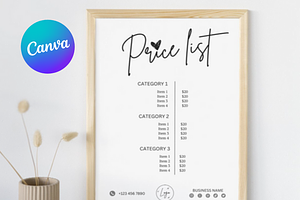 DIY Price List Template, Editable, a Card Template by Climbwithelevator