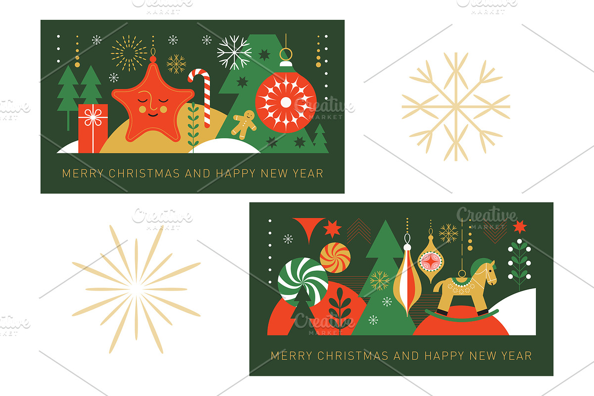 Christmas Vector Elements for Cards, a Seasonal Illustration by lenlis (Photo 6 of 6)
