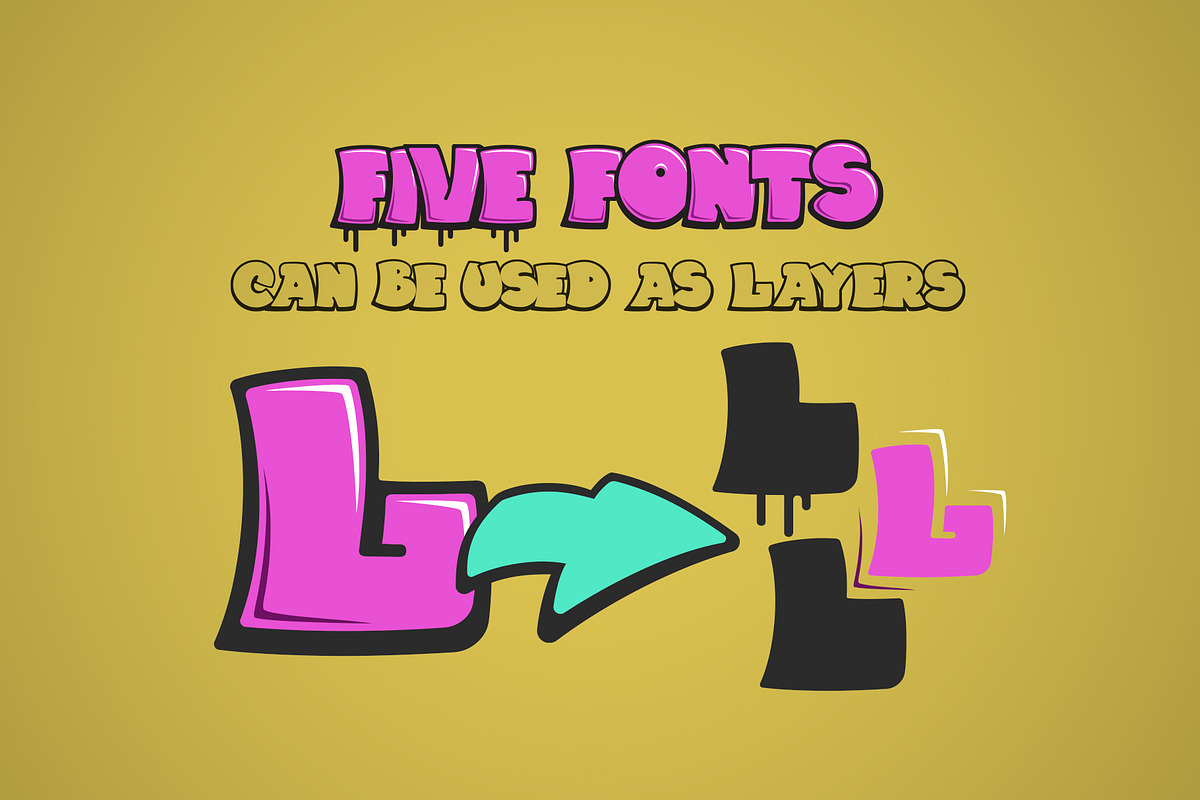 Funzino Graffiti Layered Font, a Symbol Font by Sentavio (Photo 4 of 6)