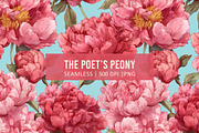 POET'S PEONY Seamless Pattern, a Pattern Graphic by AYAKA Studio Co. (Thumbnail 1 of 9)
