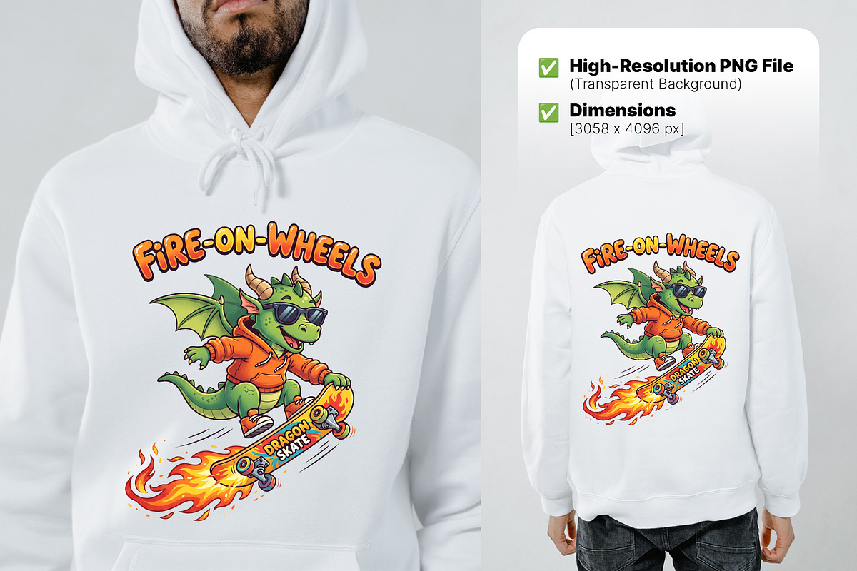 Fire on Wheels Skater Dragon Clipart, an Animal Illustration by zahidhossainalif (Photo 2 of 3)