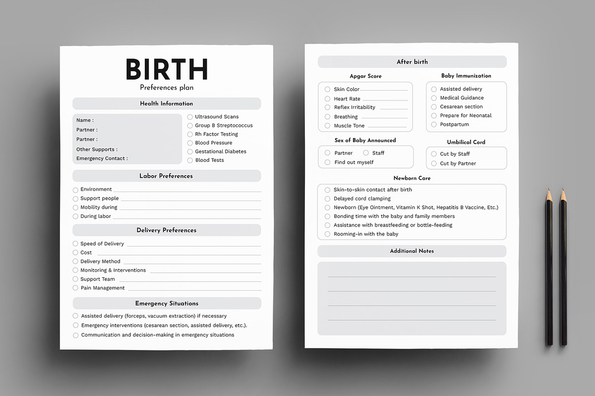 Birth Preferences Plan Template, a Stationery Template by MightyDesign (Photo 1 of 8)