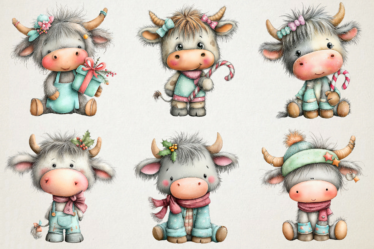 Cute & Funny Festive Highland Cow PN, an Illustration by RobertsArt (Photo 4 of 7)