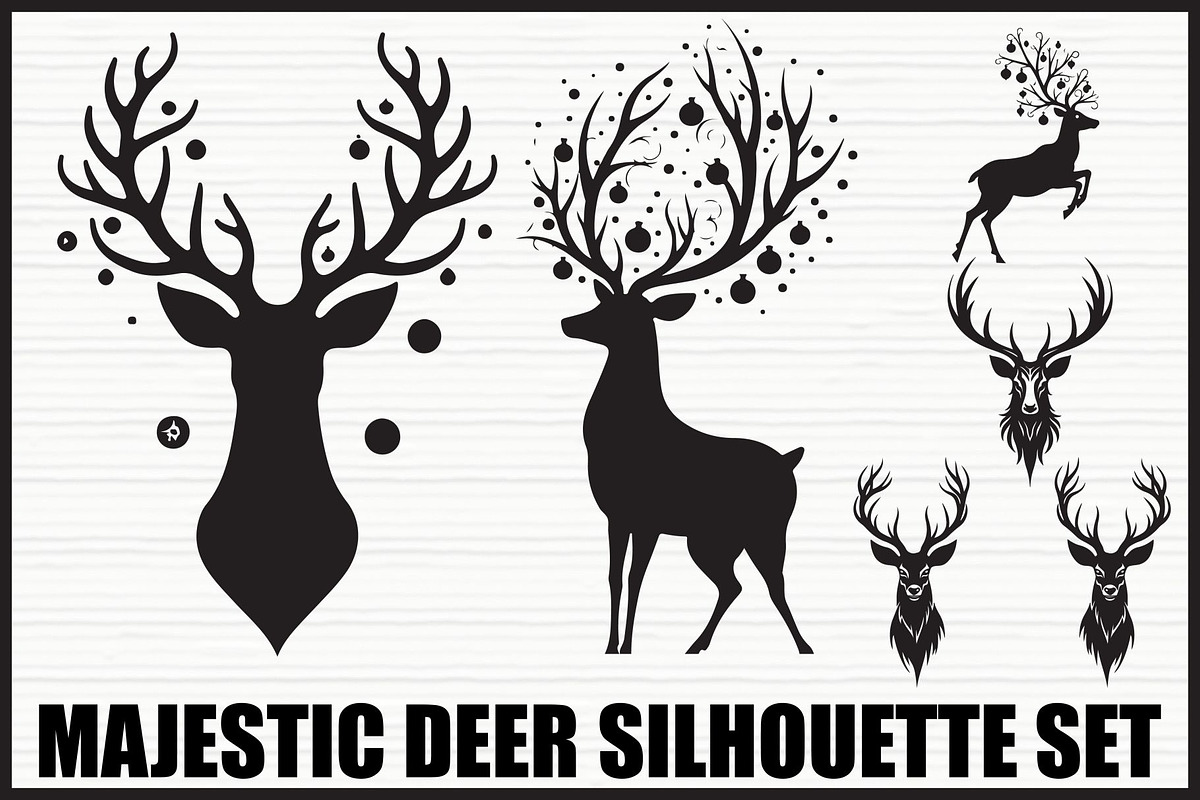 Majestic Deer Silhouette Bundle, an Illustration by jahid234 (Photo 1 of 7)