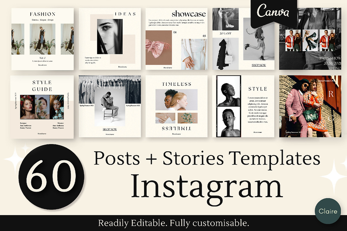 Fashion Editorial Insta Creator Kit, a Social Media Template by Clairee Design Studio (Photo 1 of 7)