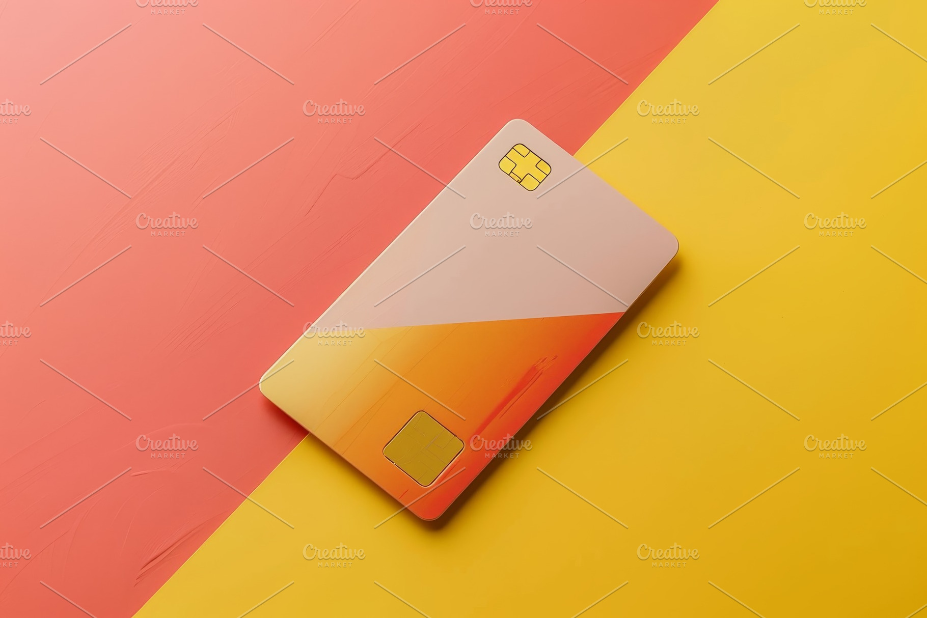 A credit card rests on a vibrant yel, a Photo by Iftikhar Alam