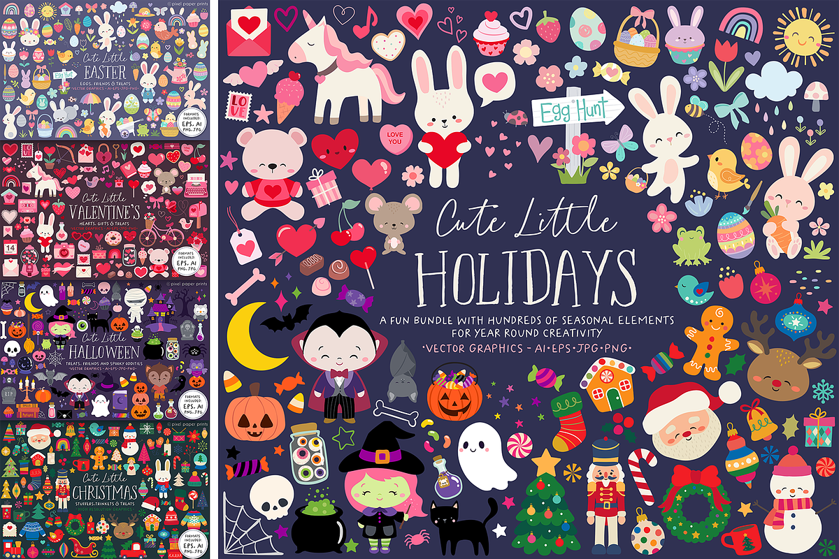 Cute Little Holidays Graphics Bundle, an Object Graphic by PixelPaperPrints (Photo 1 of 16)