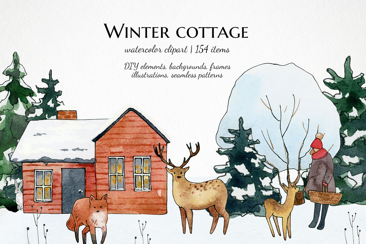Watercolor winter wonderland bundle!, a Person Illustration by LyubovZaytseva (Photo 7 of 26)