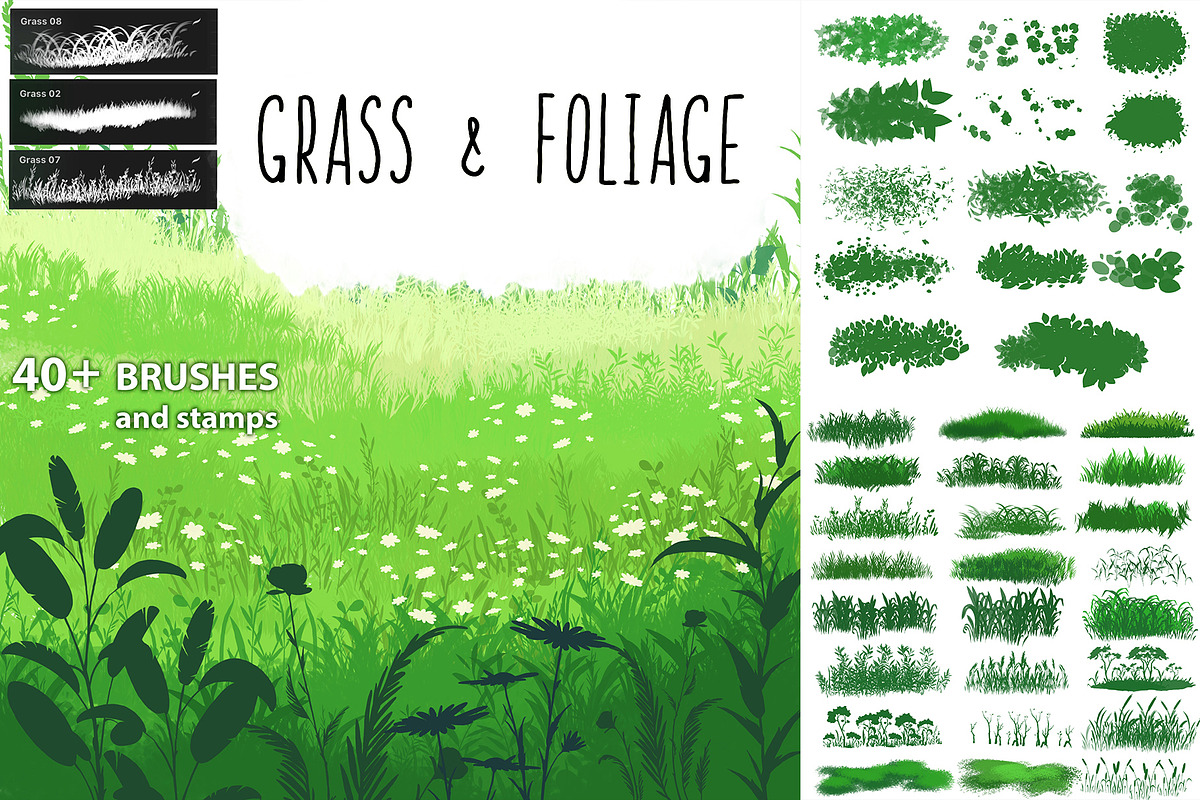 Grass brushes - PROCREATE, a Brush Add-On by Dashamoony (Photo 1 of 3)