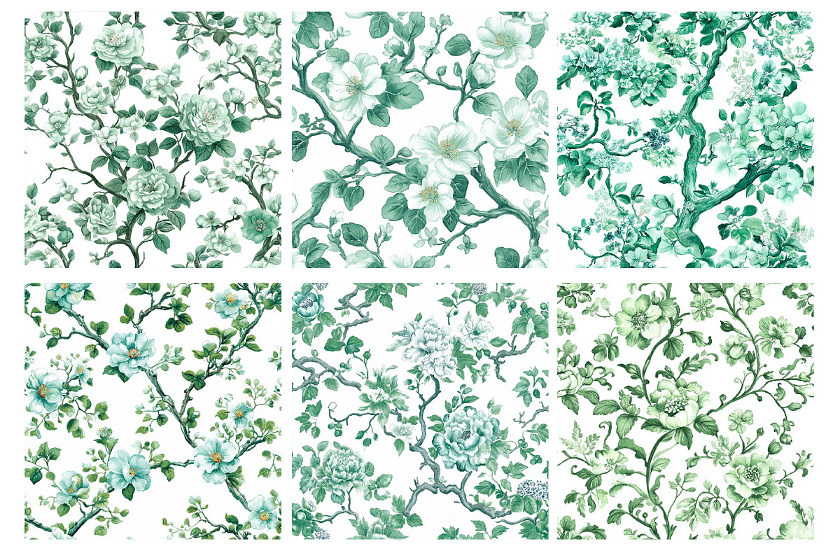 Toile Elegance Chinoiserie Florals, a Pattern Graphic by SinaCreation (Photo 3 of 5)