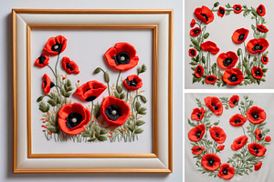 Embroidered Flower Poppy Background