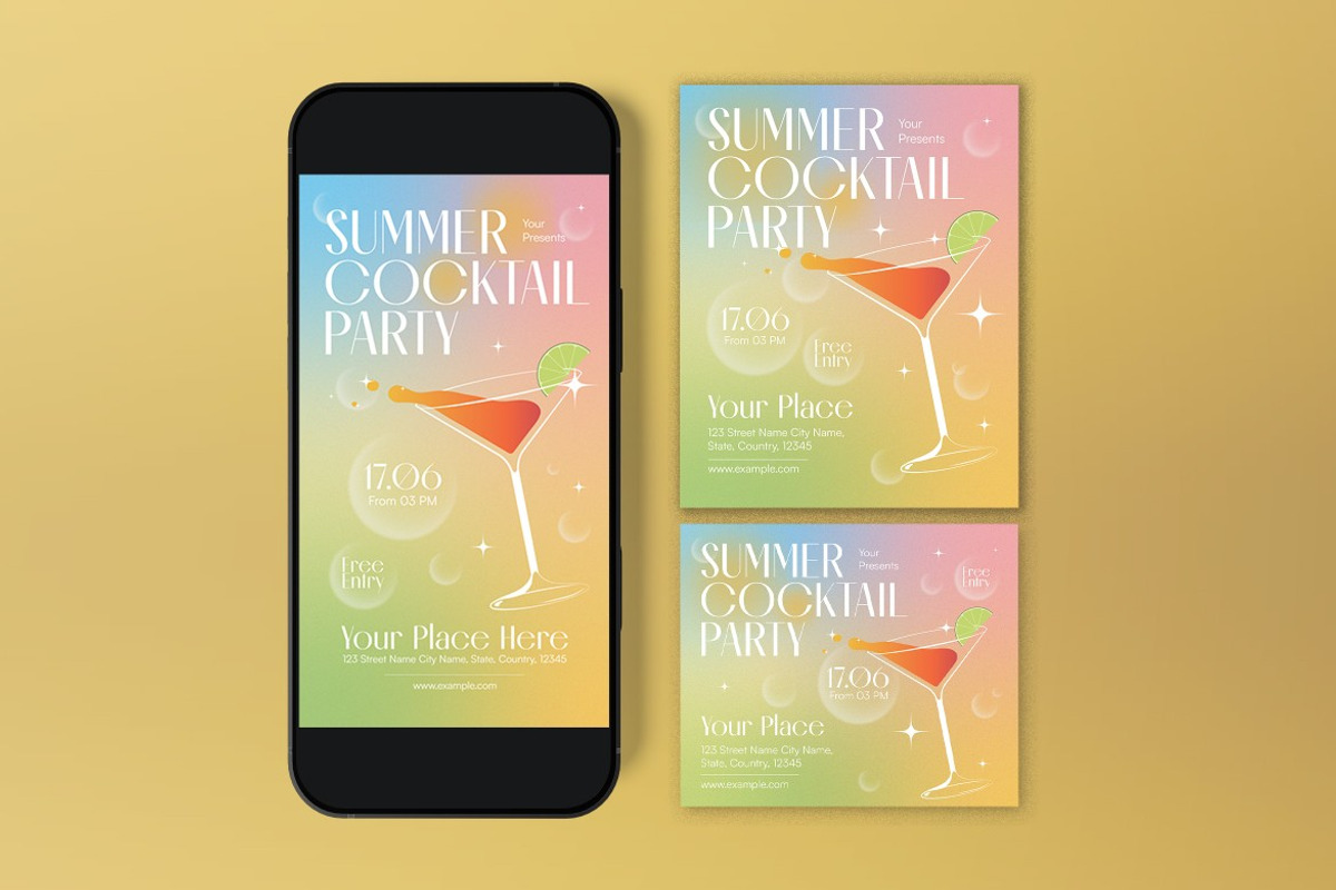 Summer Cocktail Party Flyer preview 3
