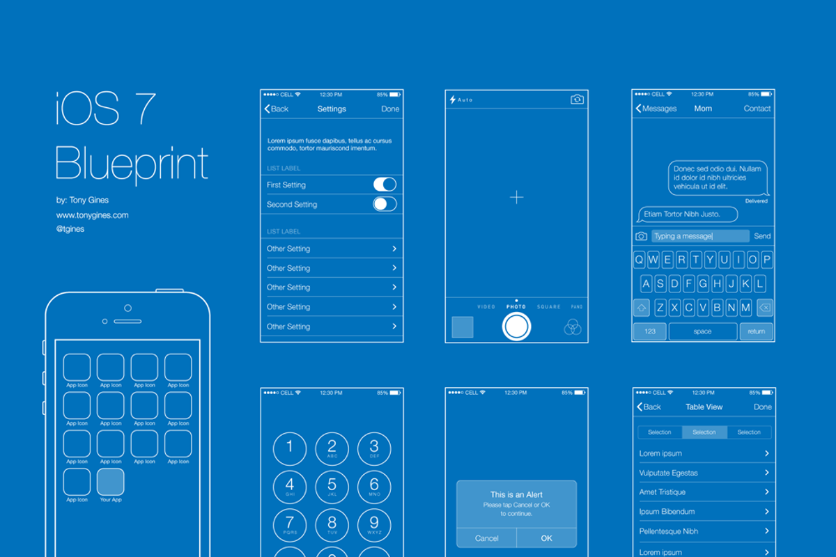 iOS Wireframe Blueprint, a Product Mockup by Tony Gines (Photo 2 of 3)