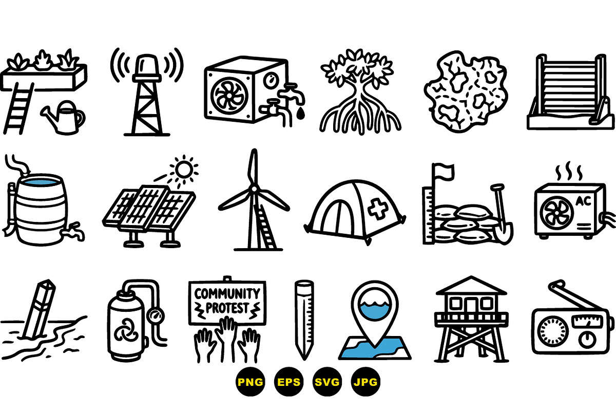 Eco Living Hand Drawn Icons Set, an Illustration by designvectx (Photo 3 of 3)