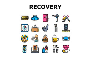 recovery wellness practices icons, an Object Illustration by pikepicture