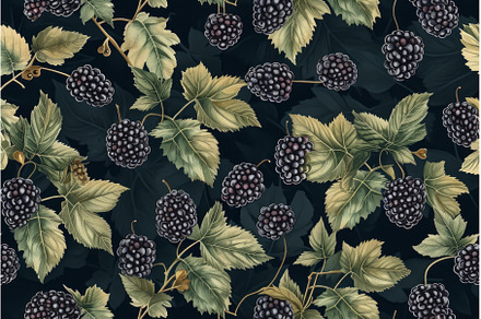 Blackberry repeating pattern, a Food & Drink Photo by Ylivdesign