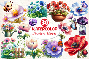 Anemone Flower Bloom Clipart, an Illustration by Dream Creation
