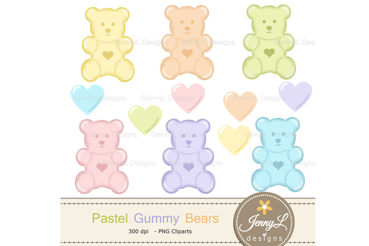 Pastel Gummy Bear Digital Papers, a Pattern Graphic by JennyL Designs (Photo 2 of 6)