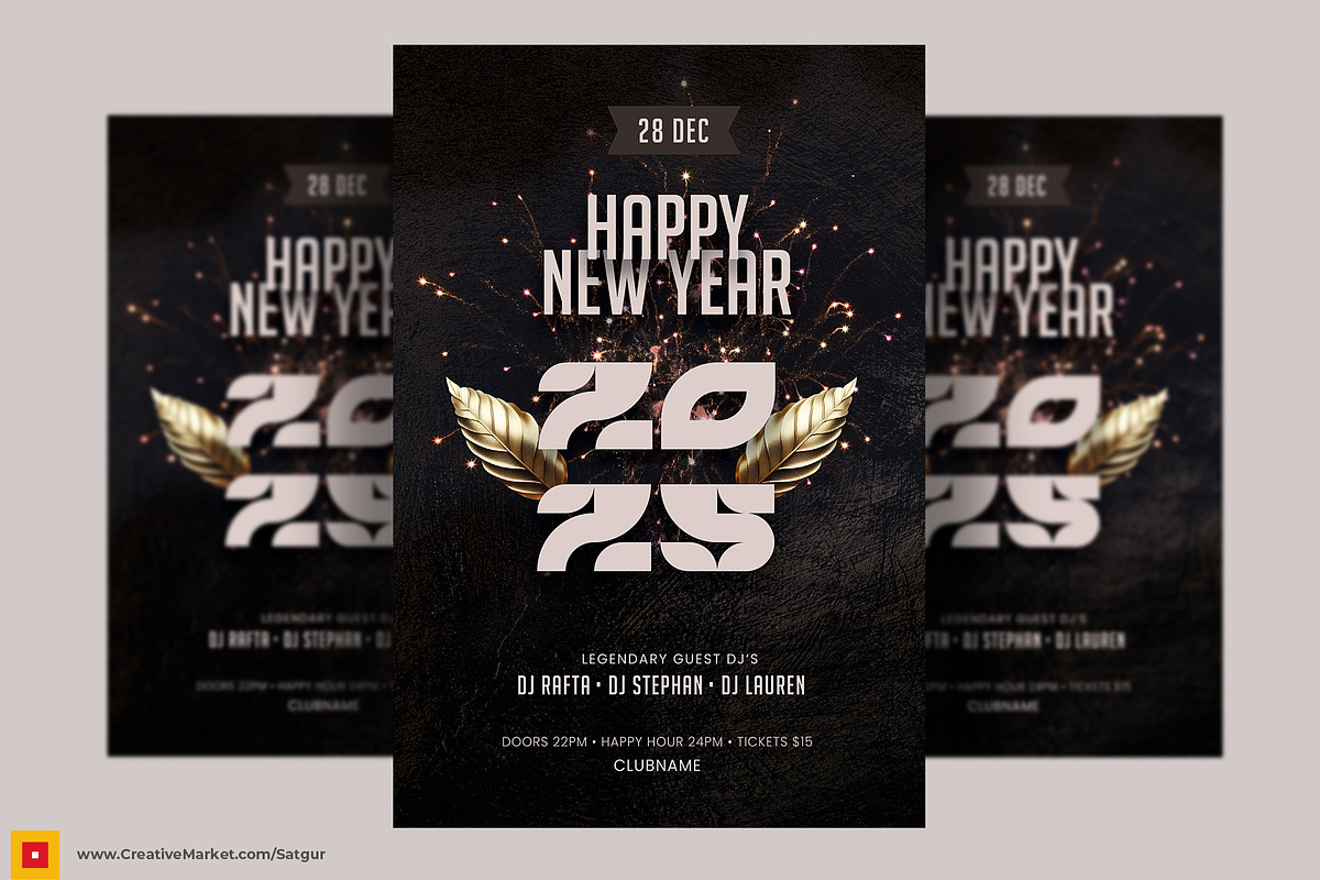 New Year Party Flyer Template, a Flyer Template by Satgur Graphic Design (Photo 1 of 3)