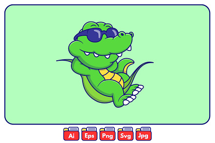 Relaxing Crocodile On a Leaf Illustr