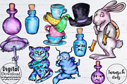 Alice in Wonderland Clipart, an Illustration by TanuschArts (Thumbnail 2 of 8)