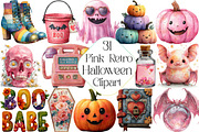 Pink Retro Halloween Clipart Bundle, an Illustration by DreamPrint404 (Thumbnail 1 of 5)