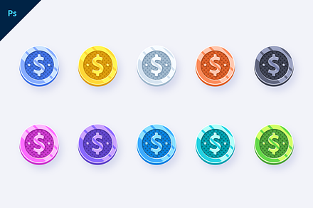 Shiny and Colorful Coins Collection