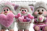 Quirky Valentine Teddy Bear Clipart, an Illustration by SinaCreation (Thumbnail 1 of 7)