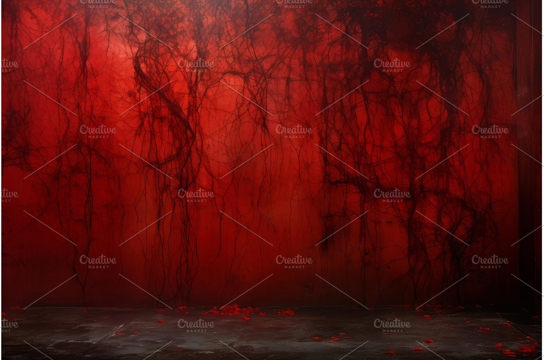Timbered Red cracked spooky wall, a Background Photo by Ylivdesign