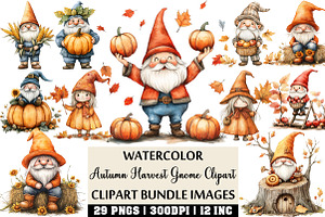 Autumn Harvest Gnome Clipart Set, an Illustration by Craft Nest