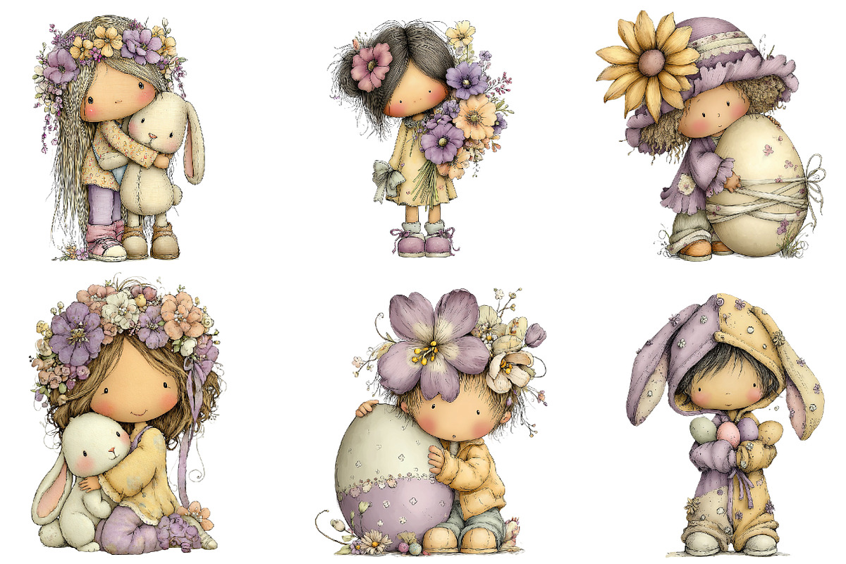 whimsical easter kids, an Illustration by CreationArt (Photo 6 of 6)