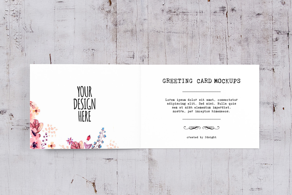 Horizontal Greeting Card Mockups, a Print Template by 2dsight (Photo 8 of 8)