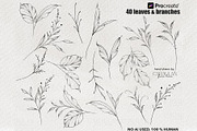 Leaves & Branches Fine Line Stamps, a Brush Add-On by CaraulanStore (Thumbnail 2 of 7)