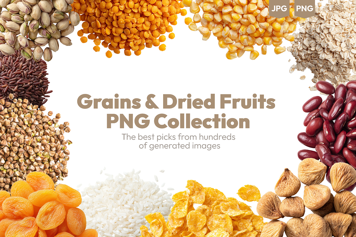 Grains & Dried Fruits PNG Collection, a Food & Drink Photo by Ilia Design (Photo 1 of 9)