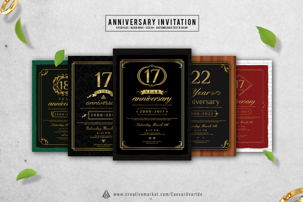 5 Anniversary Invitation, a Card Template by Avartde Creative (Photo 1 of 6)