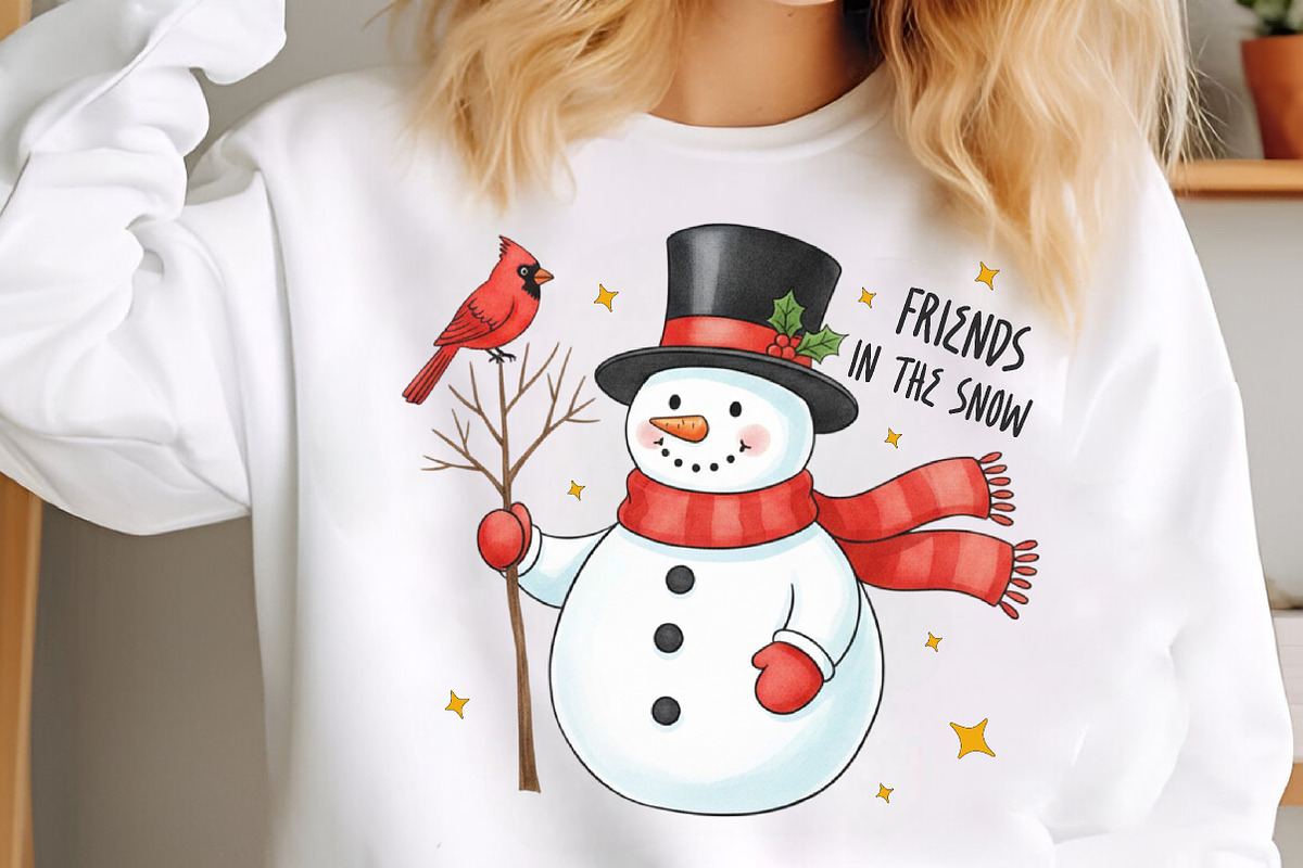 Christmas Snowman Cardinal PNG, an Illustration by SinaCreation (Photo 1 of 6)