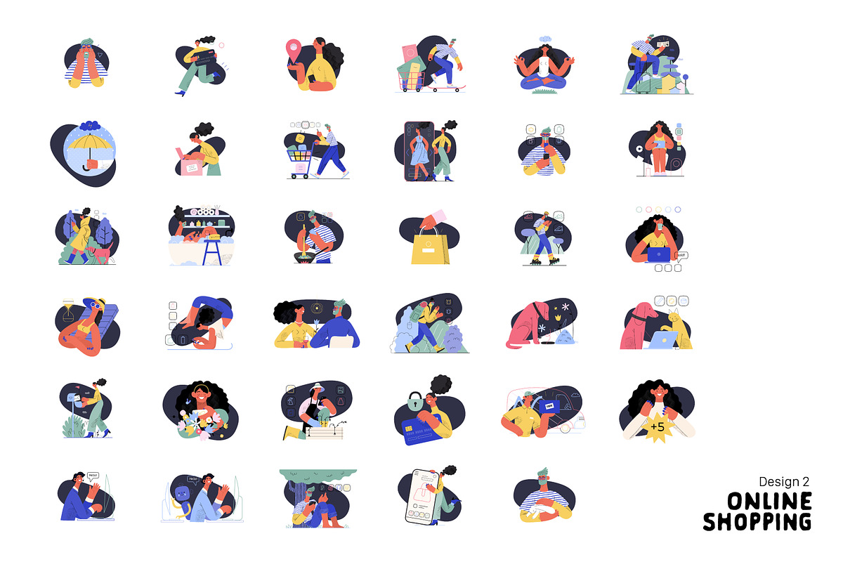 Online Shopping vector illustrations, a Templates & Theme by Grivina's shop (Photo 14 of 26)