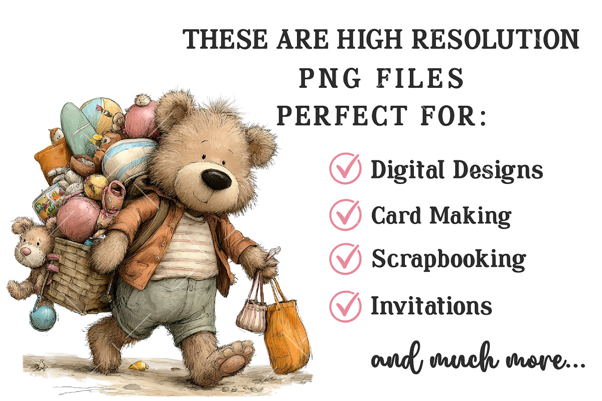 Funny Summer Teddy Bear PNG Clipart, an Illustration by OK Design (Photo 6 of 6)