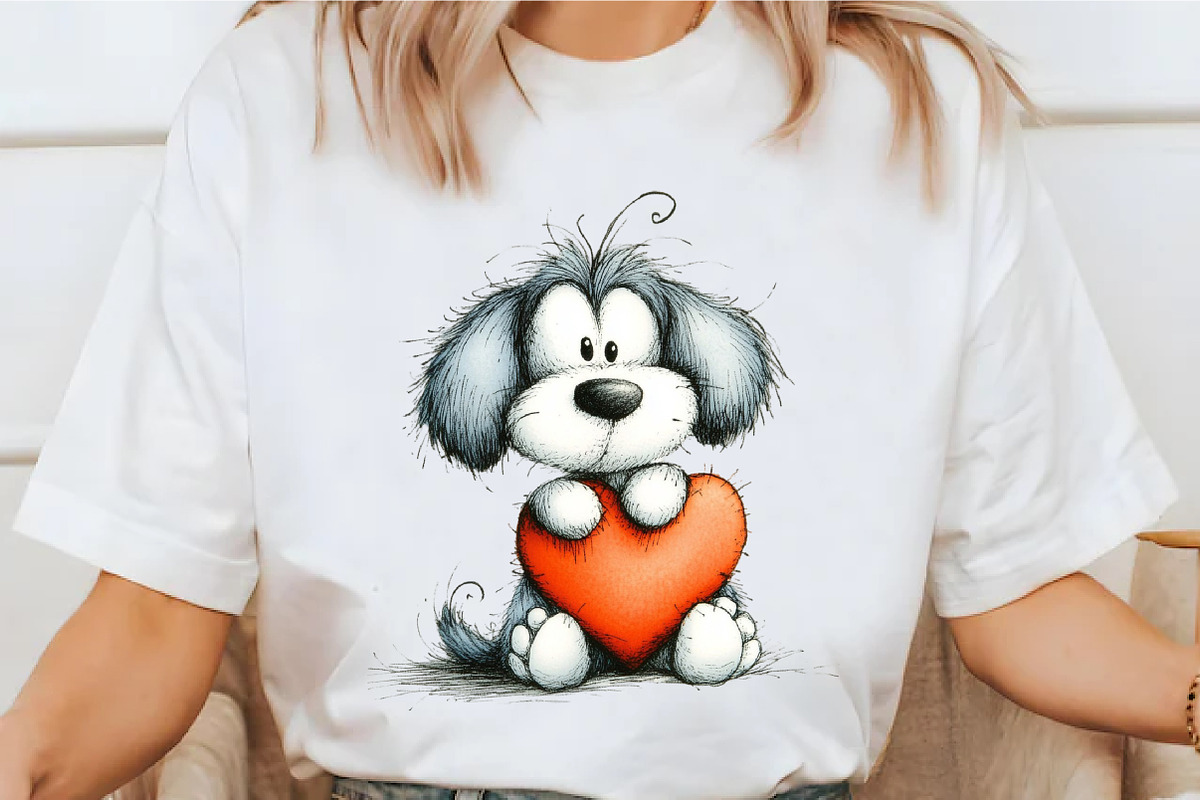 Cute-whimsical Valentine Fluffy Dogs, an Animal Illustration by designcity5 (Photo 3 of 5)