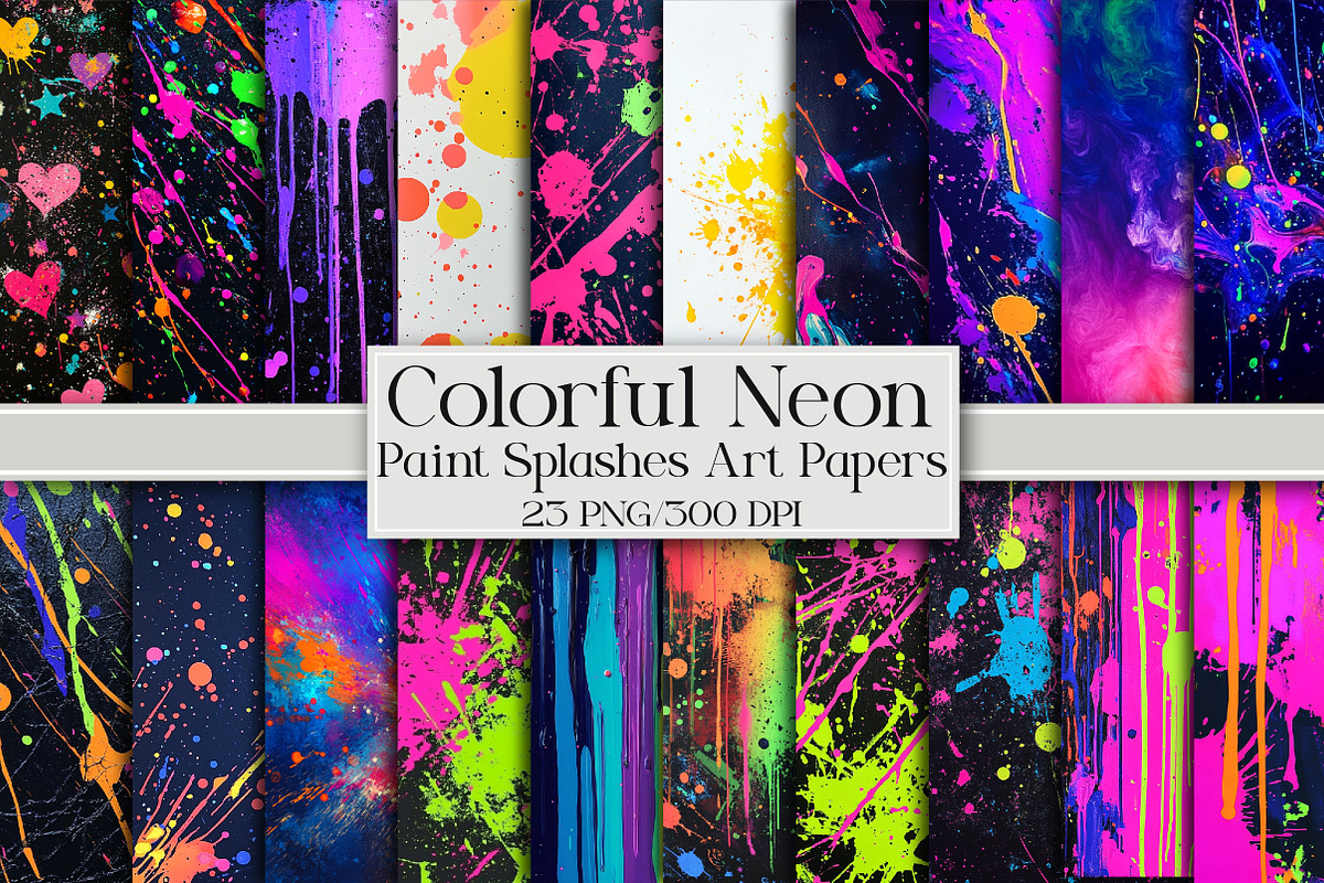 Colorful Neon Paint Splashes Art Pap, a Pattern Graphic by Libby Wishes (Photo 1 of 5)