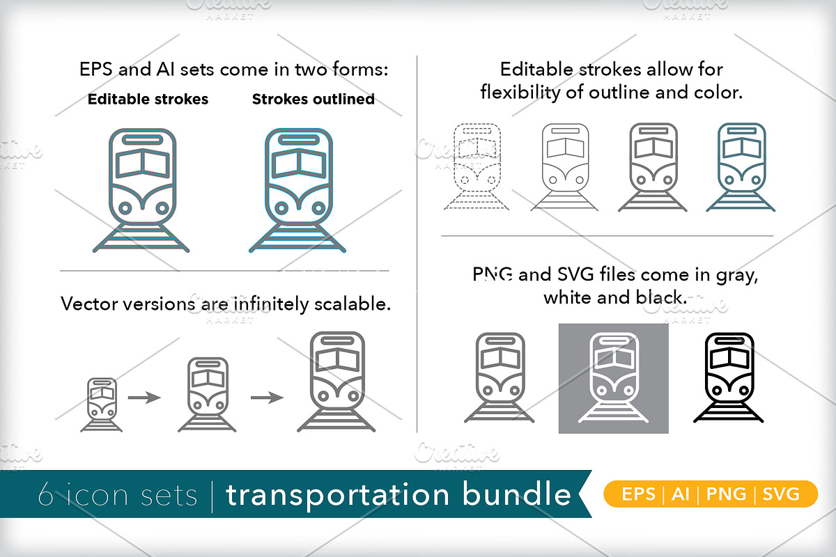 Transportation 6-pack icon bundle, an Outline Icon by Picture Window (Photo 2 of 8)