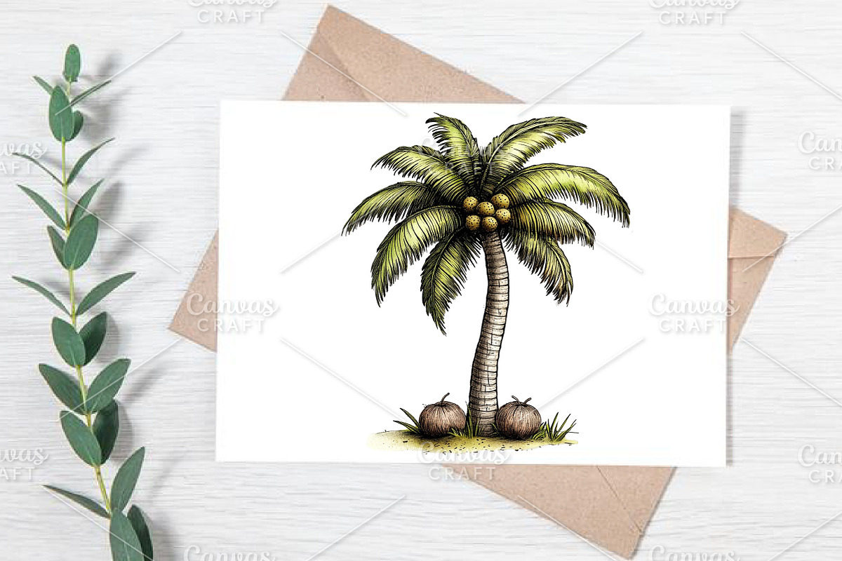 Whimsical Summer Palm Tree Clipart, an Illustration by Canvas Craft (Photo 6 of 7)