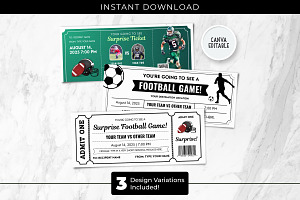 Football Ticket Canva Template, a Card Template by Snapybiz