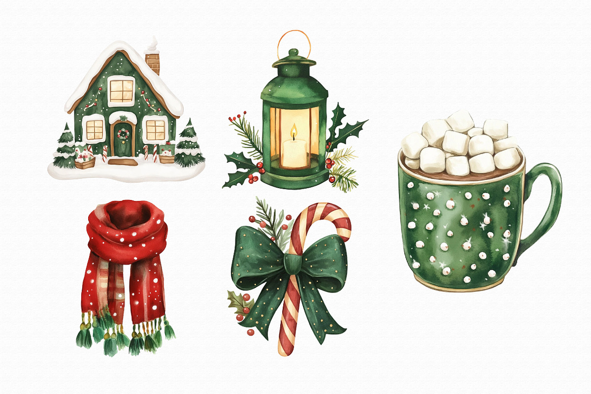 Watercolor Christmas Clipart PNG, an Illustration by Libby Wishes (Photo 3 of 13)
