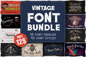 10 Vintage Font Families Bundle #3