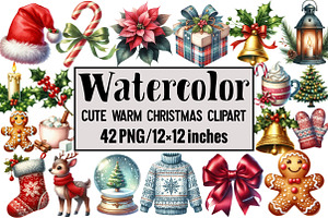 Cute Warm Christmas Clipart, an Illustration by Design Market