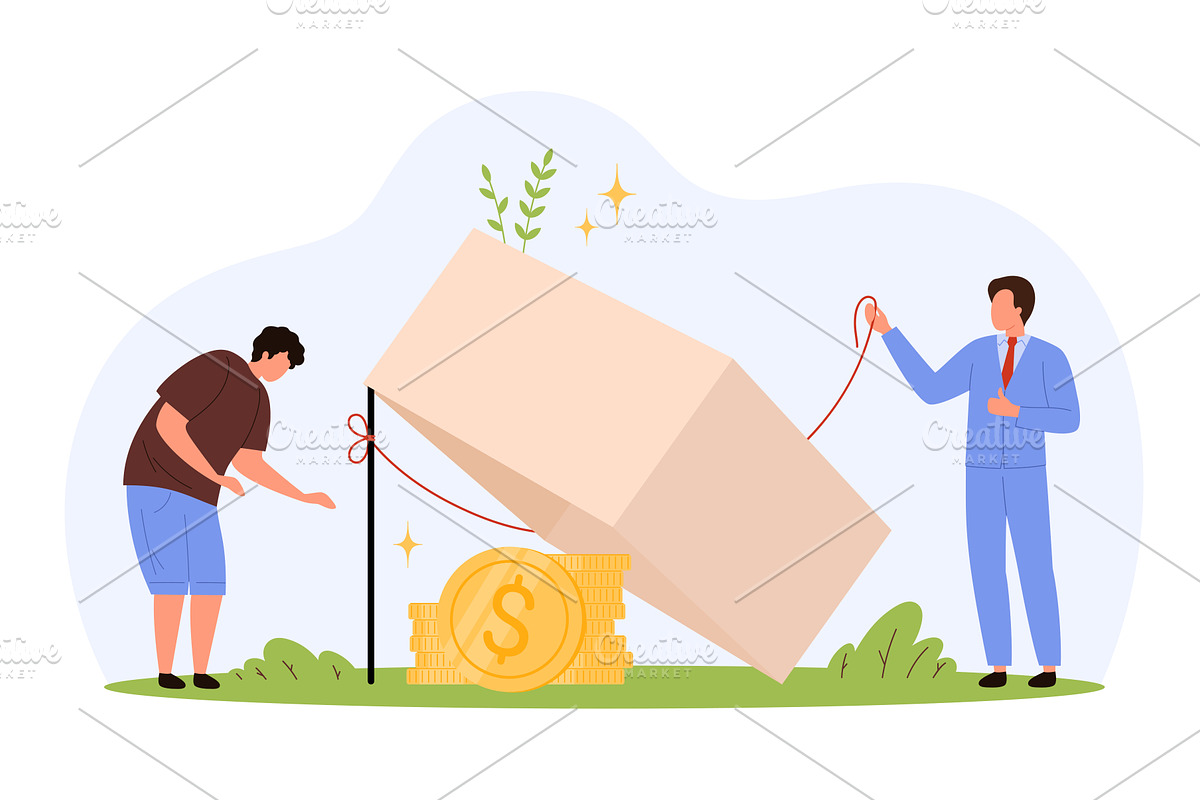 Businessman Setting Financial Trap, a Finance Illustration by Flashvector