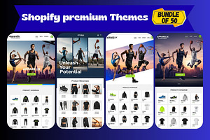 Bundle of  50 Shopify Premium Themes, a Shopify Template by Aban's World